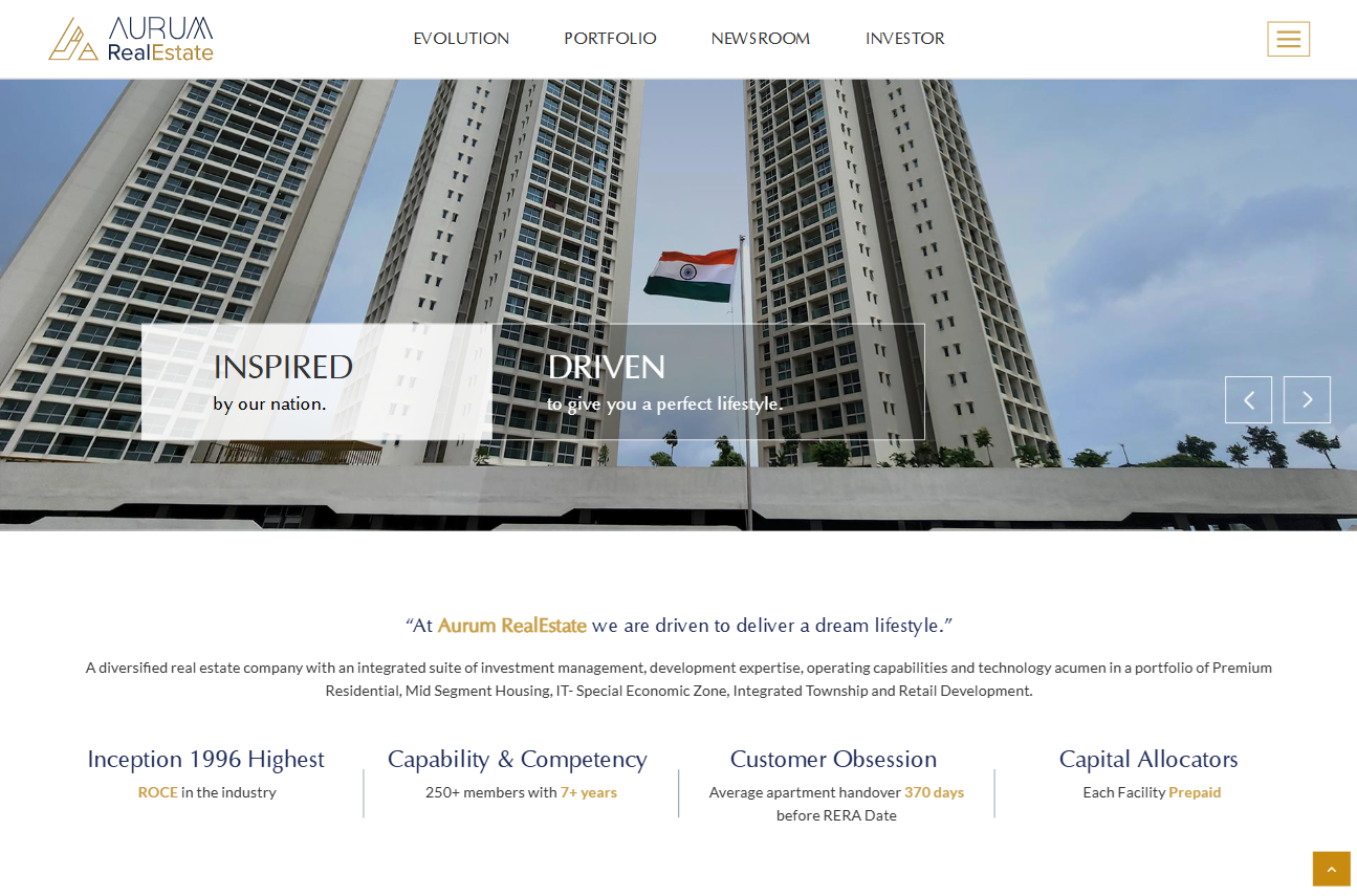Aurum Real Estate website
